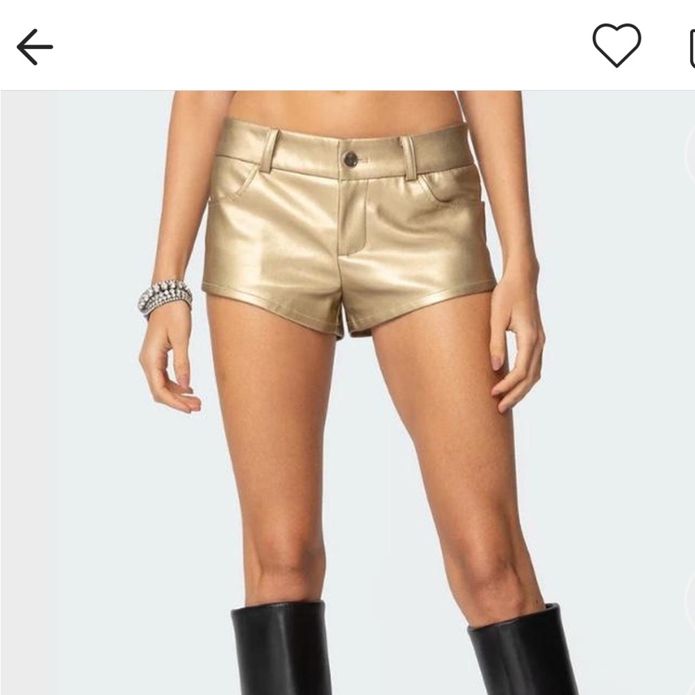 Edikted Metallic Gold High Waist Shorts